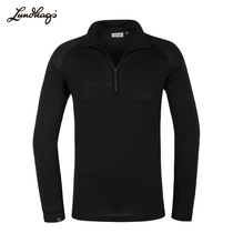 Lundhags Longha Autumn Winter Outdoor Men 100 Merino Cardigan Thermal Underwear base shirt Top