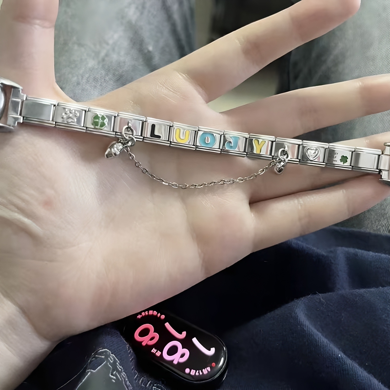 Italian Module Bracelet DIY Detachable English Letter Series Watch Chain Strap Couple Best Friend Gift ins