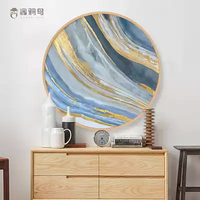New Chinese oil painting hand-painted gold foil color texture round decorative painting living room hanging painting American light luxury abstract oil painting