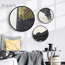 Modern hand-painted oil painting Three-dimensional abstract living room sofa decoration painting Villa Hotel soft custom hanging painting round frame
