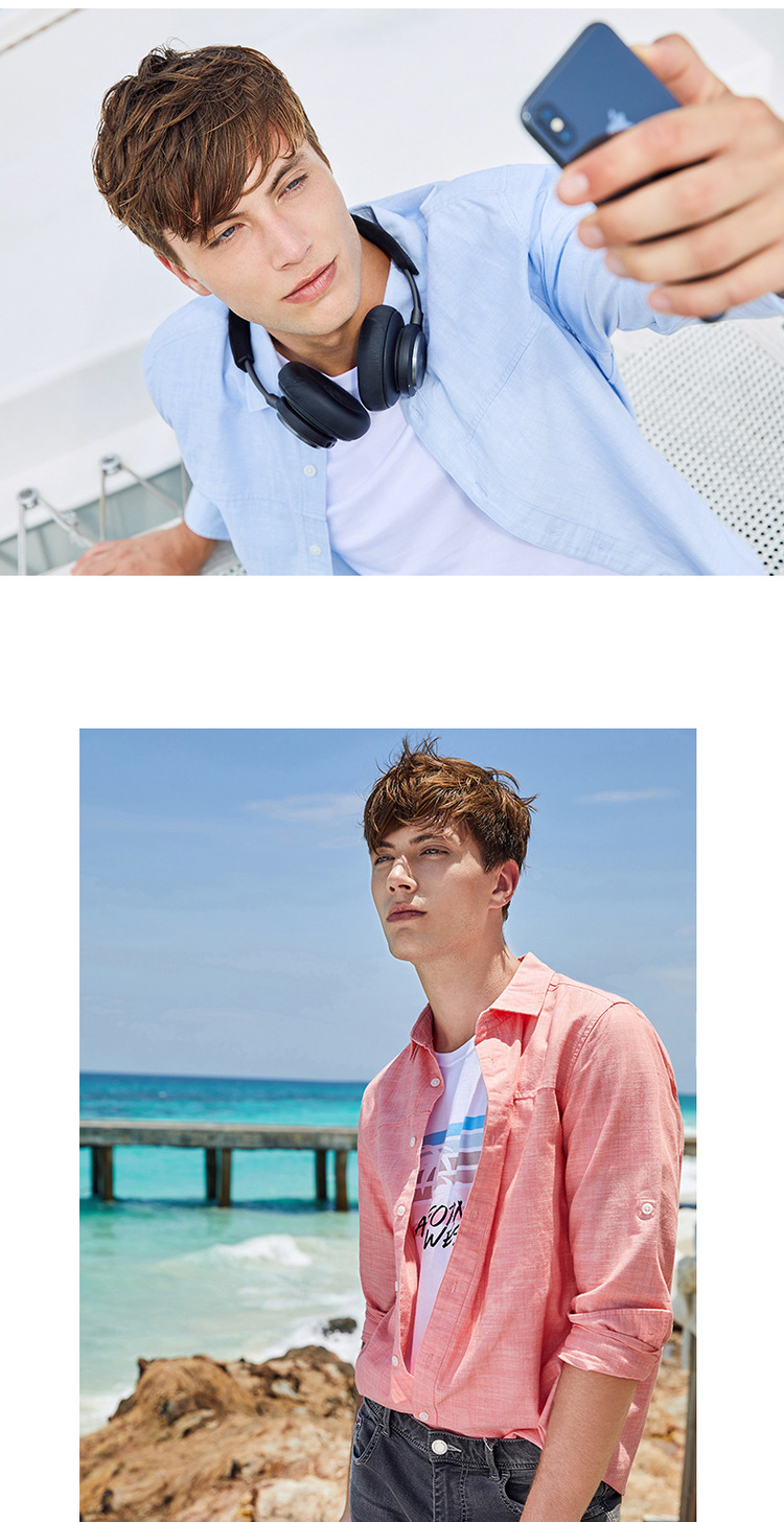 Áo thun cotton nam cotton nam dài tay màu trắng áo sơ mi trang nam cao cấp