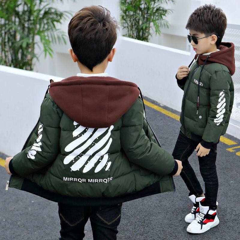 Boys' cotton coat winter 2021 new foreign style cotton padded clothing children thick cotton padded jacket medium and big children warm winter tide