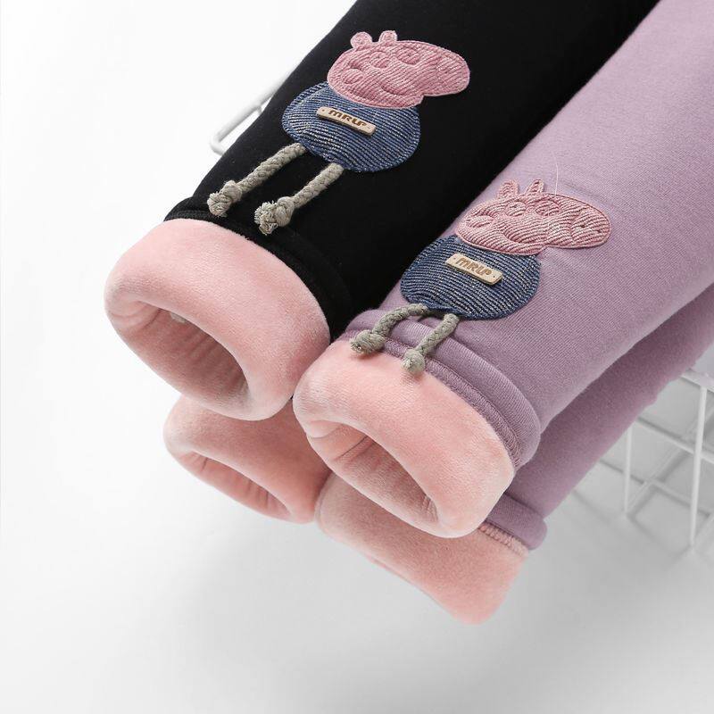 Girls winter thickened cotton pants children's three-layer plus velvet trousers small children's boys and women's baby golden velvet new products