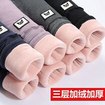 Girls leggings plus velvet pants childrens three layers of thick warm pants winter baby childrens clothing small childrens cotton pants