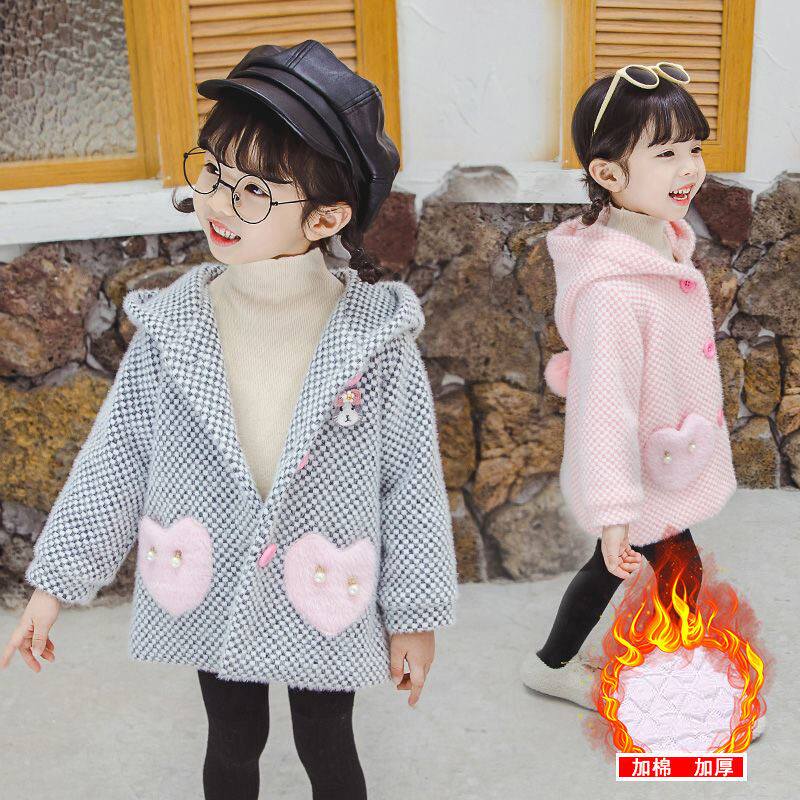 2021 girls woolen coat baby winter clothes new children's wear foreign school girls Winter Children's woolen coat tide