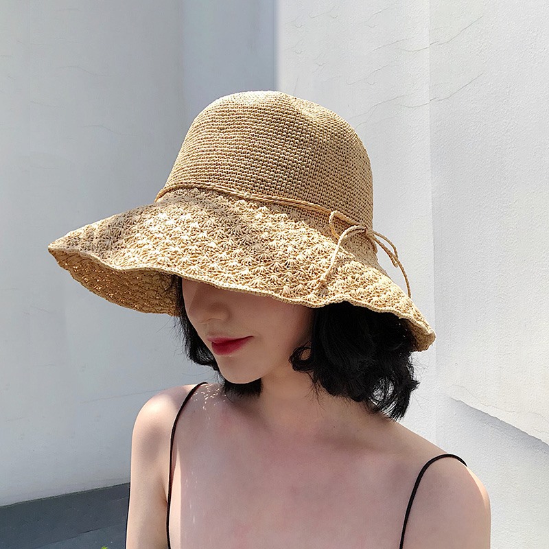 Straw Hat Women Summer Seaside Beach 2021 New Little Fresh Hat Han Edition 100 Hitch Sun Hat Beach Sun Protection Fisherman Hat