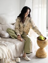 Light and luxurious air sensation ~ Sleeping lady Chunqius pure cotton long-sleeved home clothes 2024 new Chinese wind suit