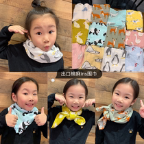 Export day list muslin autumn and winter baby cotton and linen scarf Baby ins cartoon cotton warm shawl collar cover