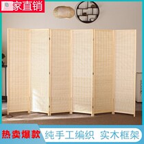 Chinese screen folding partition simple modern living room entrance wall mobile folding screen hotel solid wood bamboo screen partition