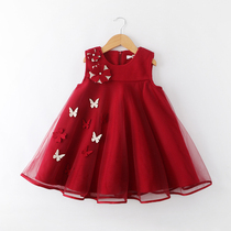 Girls woolen vest dress autumn and winter New style thick woolen princess dress Korean childrens vest dress dress