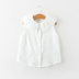 Áo sơ mi nữ búp bê mùa hè mới cotton kẻ sọc kẻ sọc bé cổ tròn xù áo sơ mi mùa hè áo thun - Áo sơ mi áo sơ mi đáng yêu cho bé gái Áo sơ mi