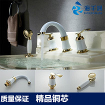 European hot and cold water wash basin double hole faucet wash basin toilet bathroom cabinet three sets of four-piece