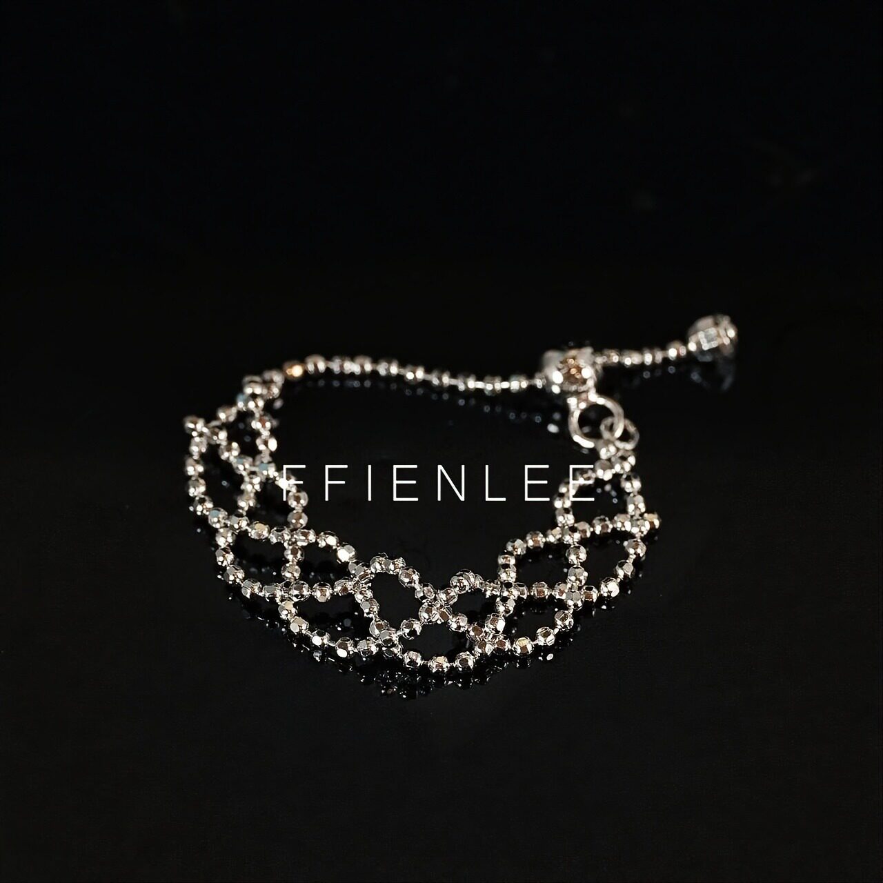 S925 silver ring, diamond weaving shadow, Italian engraved bead chain pull-out ring, niche design, can be stacked