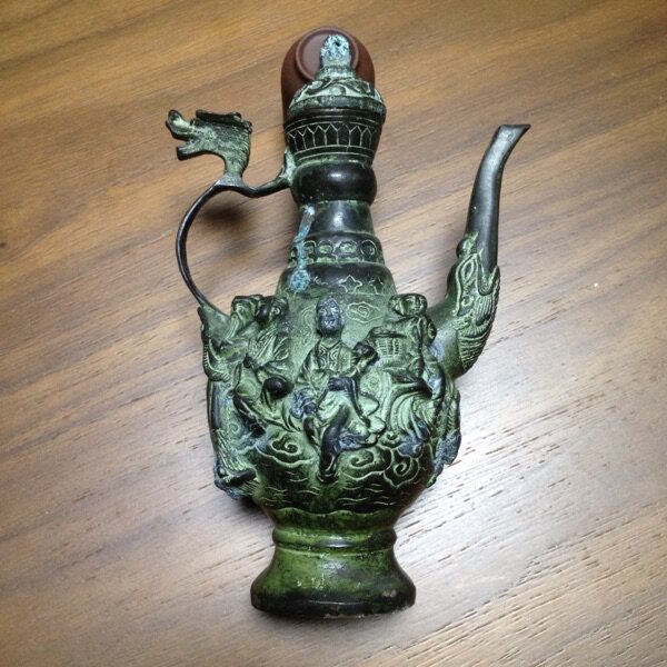 Eight Fairy Pot Ancient Play Collection Bronzeware Collection Solid Eight Fairy Styling Red Spot Green Rusty Bronze Ware