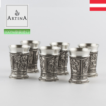 Austrian imported ARTINA goblet European vintage court noble tin handmade wine glass gift