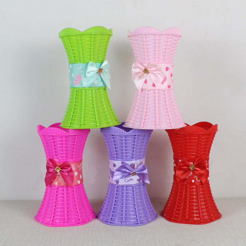 Plastic vase small fresh fake flower simulation dry flower arrangement simple rattan flower pot flower pot lotus leaf pastoral creativity