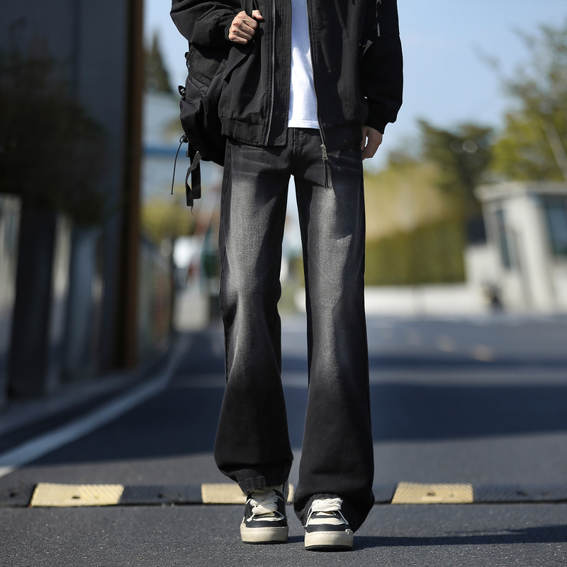 Wassup American-Style Bootcut Jeans for Men, Spring 2026 New Model, Willow Leaf Scimitar Retro Loose Straight-Leg Trousers