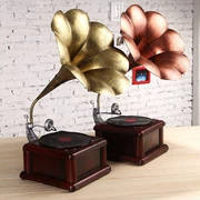 Retro Vintage Vinyl Recorder Trang trí mềm Nhiếp ảnh Đạo cụ Big Horn Gramophone Mô hình trang trí