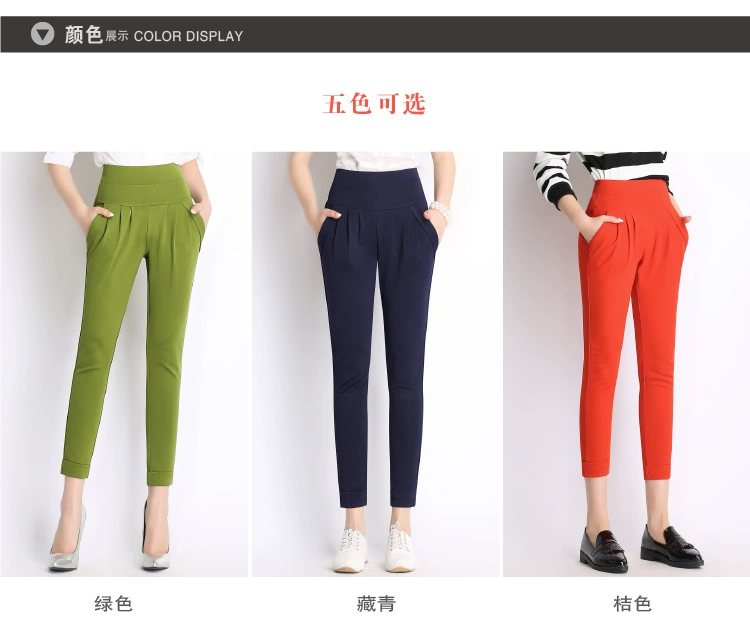Mùa xuân 2019 mùa xuân Quần bf hoang dã của phụ nữ Quần tây co giãn cao eo thường xuyên Quần co giãn rộng kích cỡ quần bó sát