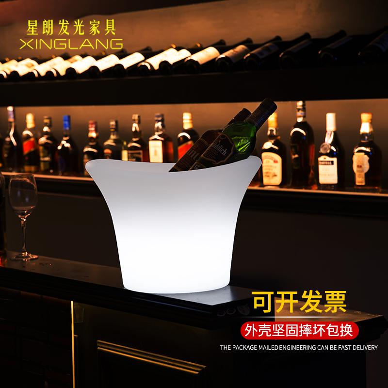 Remote Control Discoloration KTV Bar Luminous Ice Bucket Ice insulated barrel European-style red wine Ice Bucket Plastic waterproof Ice Bucket