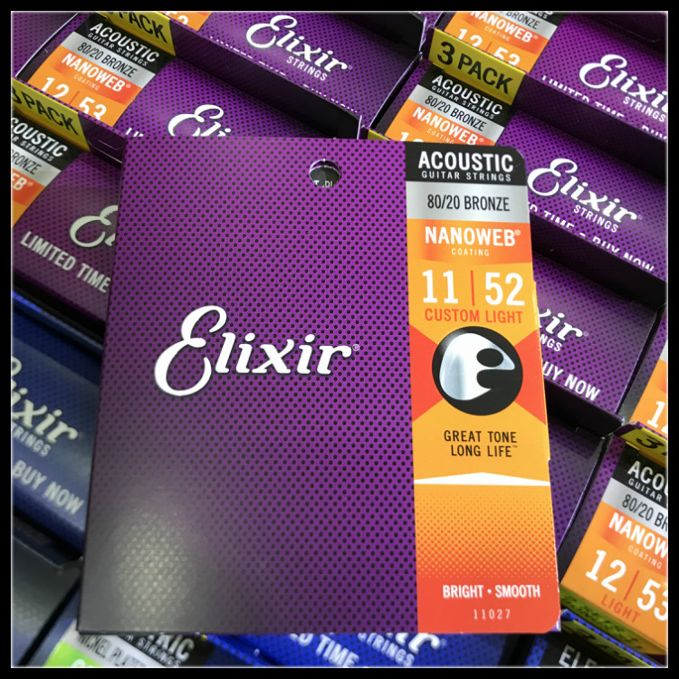 Ilix Elixir 80 20 Phosphorus Bronze Nanoweb 11027 11-52 Folk Guitar Strings