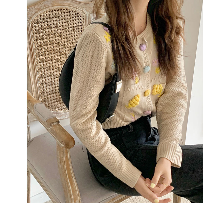 Xiao Xiaola 1937 collection level with beautiful details vintage handmade chain link three-dimensional cardigan sweater