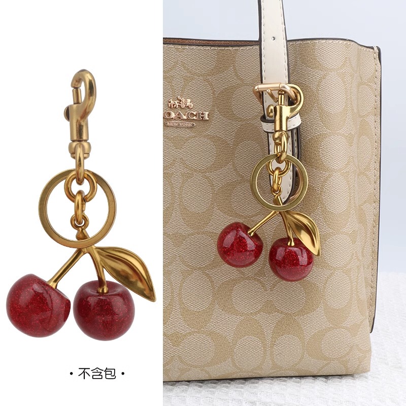 Suitable for Coach Tote Bag Cherry Pendant Light Luxury Alloy Keychain Accessories Coach Bag Charm for Women
