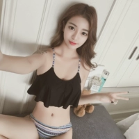 Mới xác thực nữ bikini đen xù lông chia áo tắm gợi cảm retro tam giác eo thấp là nữ mỏng đồ bơi 2 mảnh dạng váy