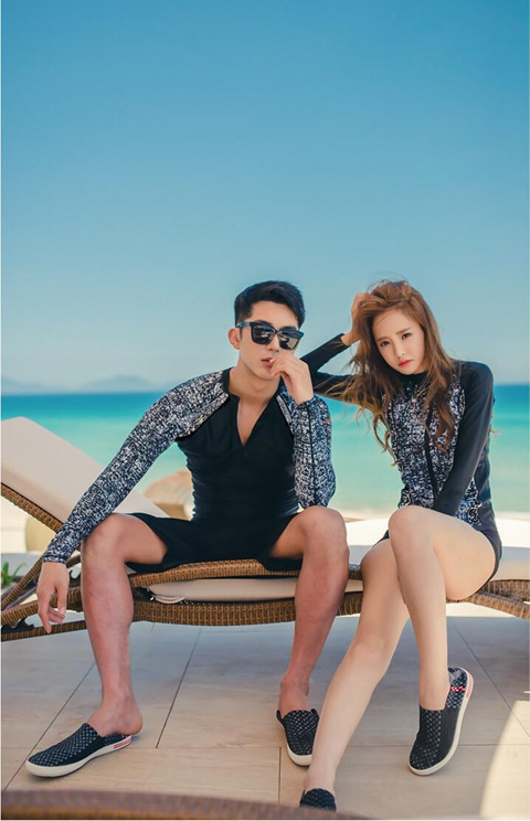 Đàn ông và phụ nữ tay dài mới của Hàn Quốc snorkeling chia đôi mô hình kem chống nắng phù hợp với sứa lướt phù hợp với đồ bơi đồ đi biển cho cặp đôi