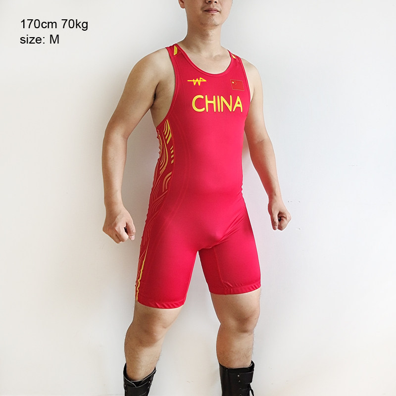 中国队2024海浪举重服🔥连体摔跤服,男子训练服工厂直供,你值得拥有!💪-摔跤服-淘宝好物网