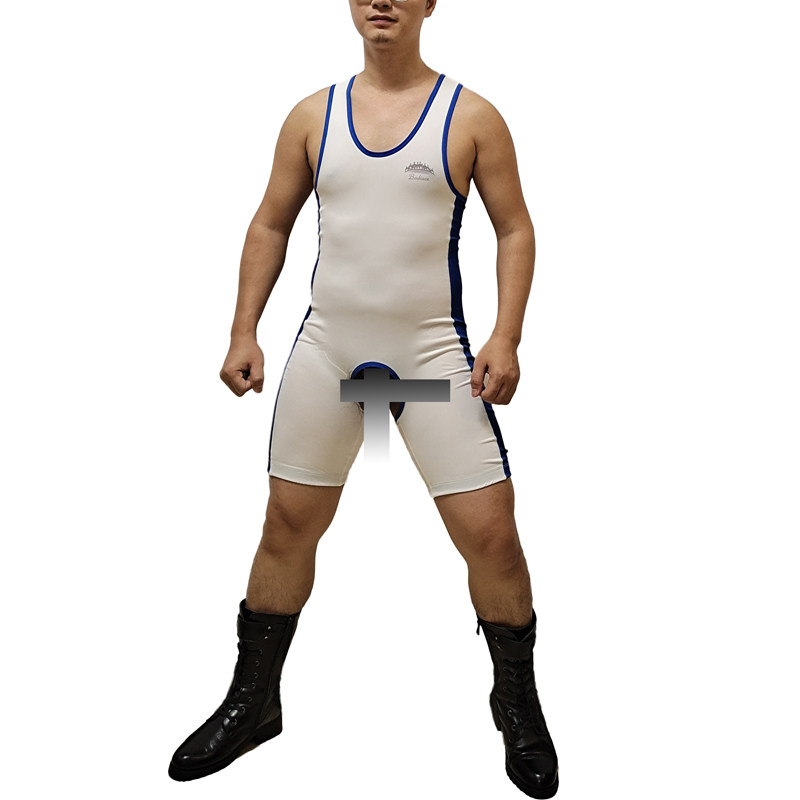 Badiace men's color cutout butt one-piece wrestling suit Classical wrestling suit One-piece weightlifting suit tights