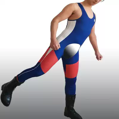Badiace men's hollow color one-piece wrestling suit Fitness stretch tights weightlifting suit Trousers version