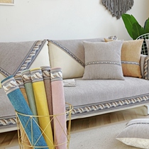 Chenille summer sofa cushion Nordic style four seasons universal simple modern leather non-slip gray back towel cover