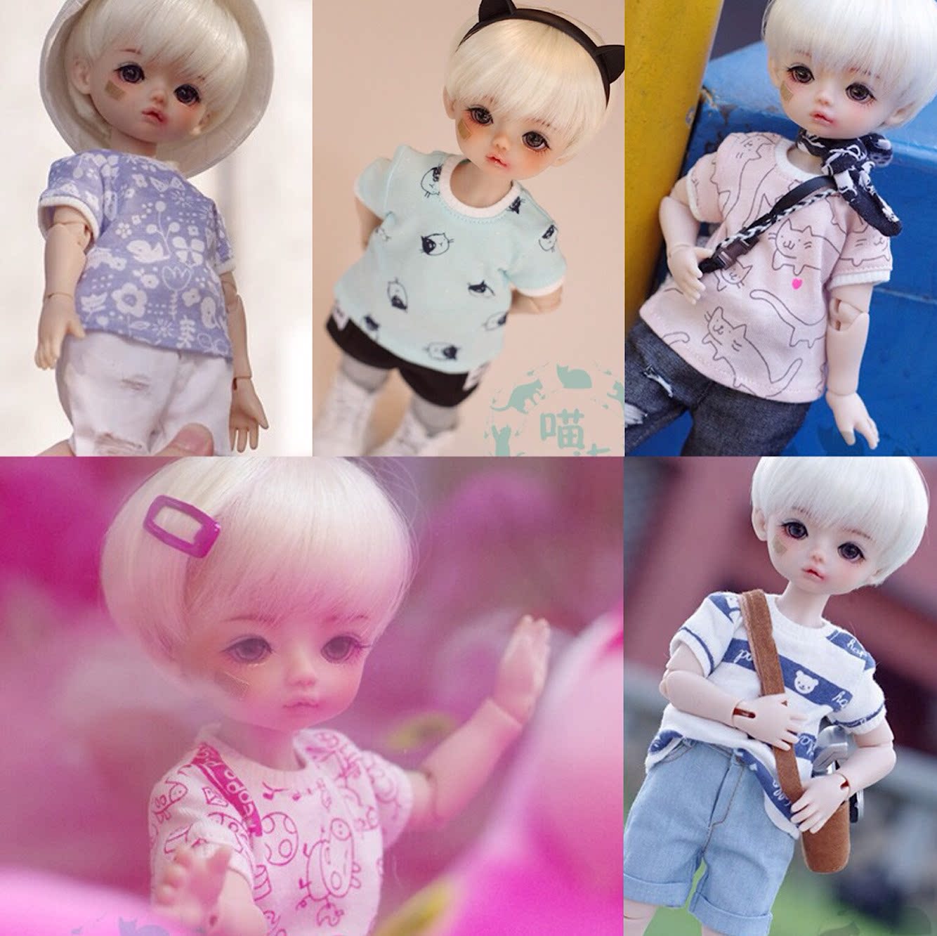 BJD Waters clothes on clothes printed short sleeves T-shirt 6 points 4 sub-Baby YOSD 46 MSD Spot