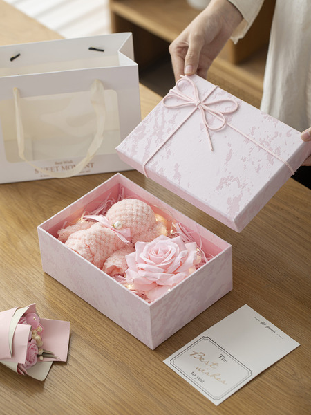 Pink and Blue Gift Box, Empty Box, Birthday Gift Box, Exquisite Small Gift Box, Scarf Packaging Box, Surprise Souvenir Gift