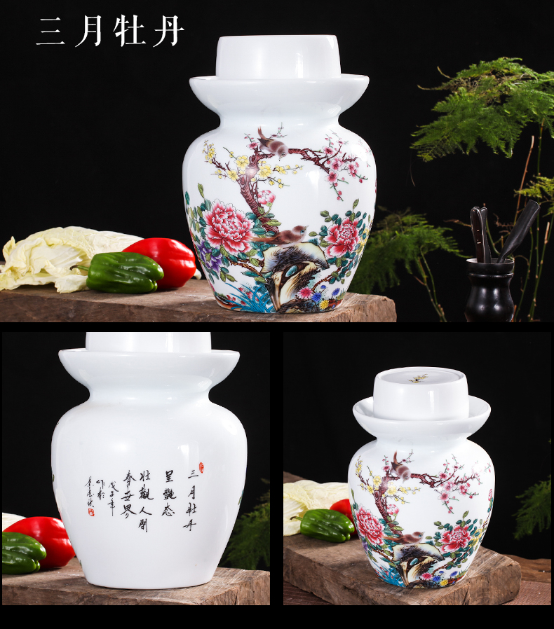 Household ceramics jingdezhen pickles pickles jar altar sichuan pickle jar of pickled egg cylinder storage tank sealing in the kitchen