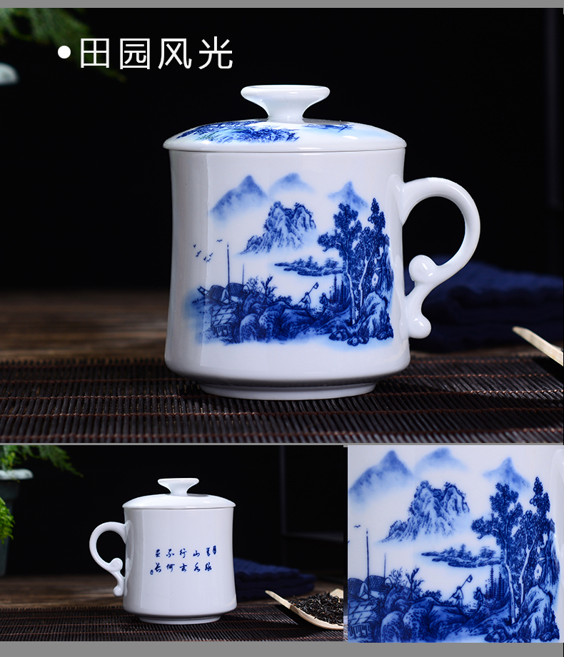 Jingdezhen ceramic cups with cover with matte enrolled glaze tea cup of the big glass gifts customized high white clay tea sets