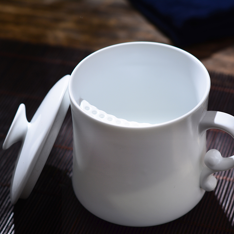 Jingdezhen ceramic cups with cover with matte enrolled glaze tea cup of the big glass gifts customized high white clay tea sets