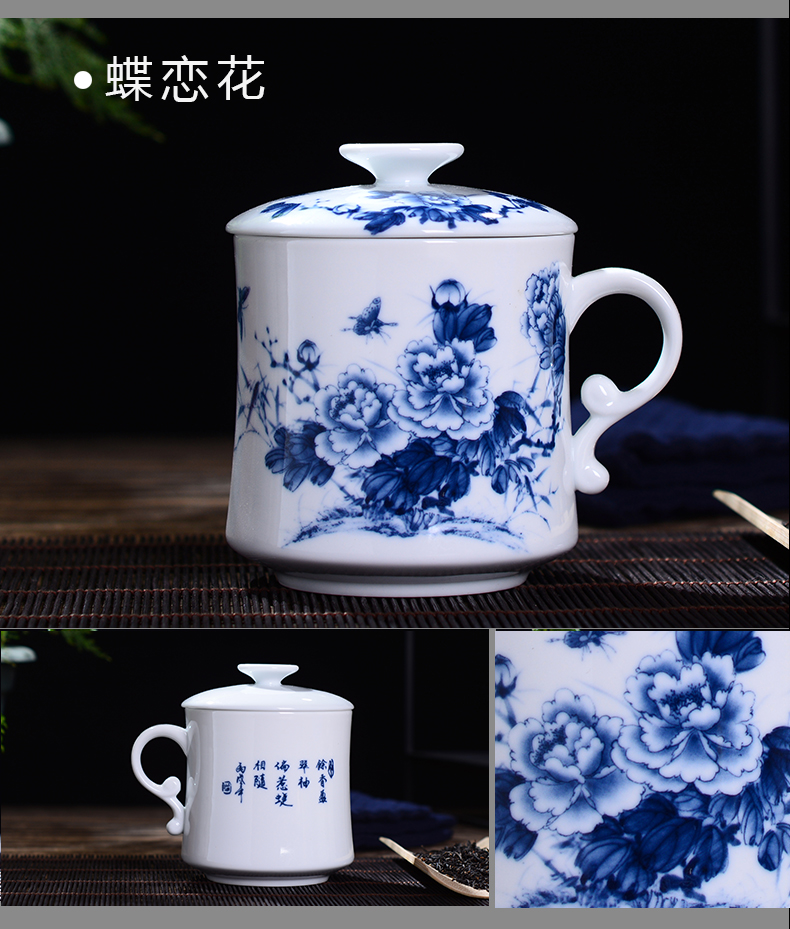Jingdezhen ceramic cups with cover with matte enrolled glaze tea cup of the big glass gifts customized high white clay tea sets