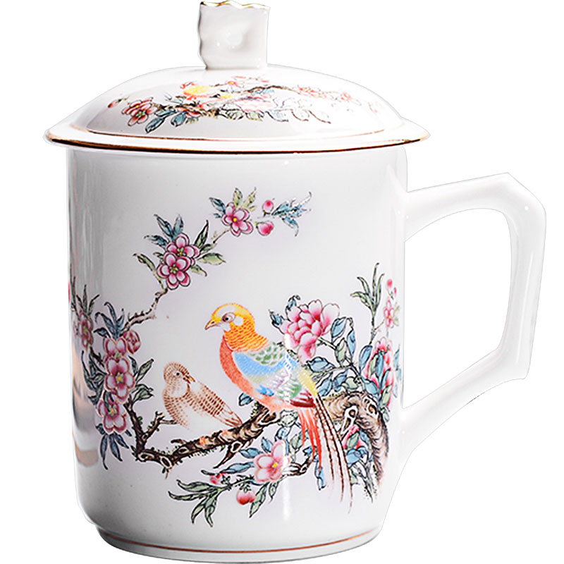 Jingdezhen ceramic cups with cover household ipads China mugs cup hotel reception gifts custom office meeting