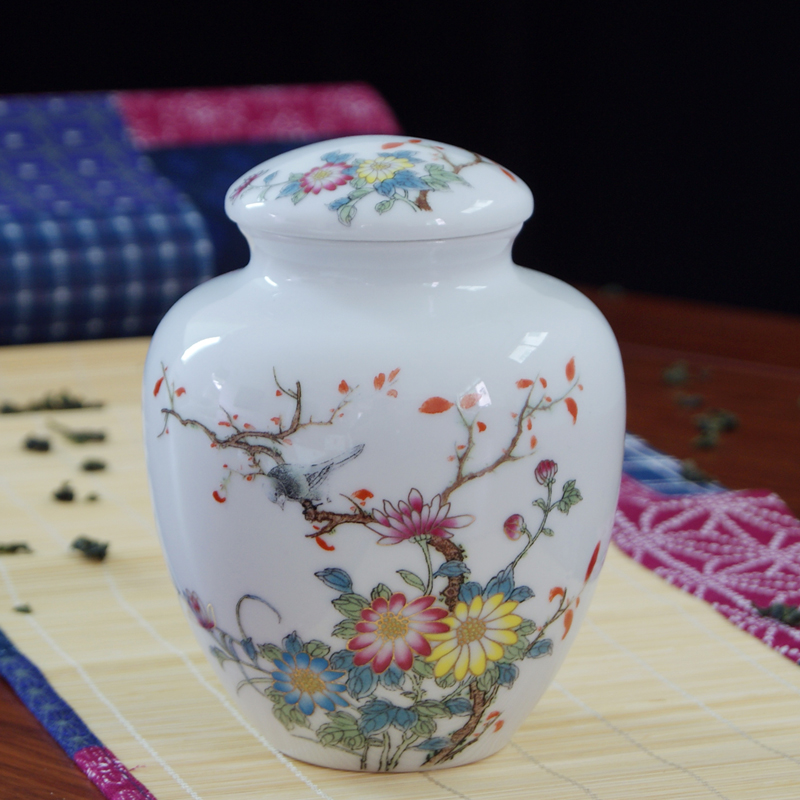 DE farce auspicious ceramics high white clay pot of pu 'er tea caddy fixings tieguanyin snacks sealed jar package mail