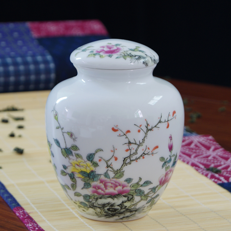 DE farce auspicious ceramics high white clay pot of pu 'er tea caddy fixings tieguanyin snacks sealed jar package mail