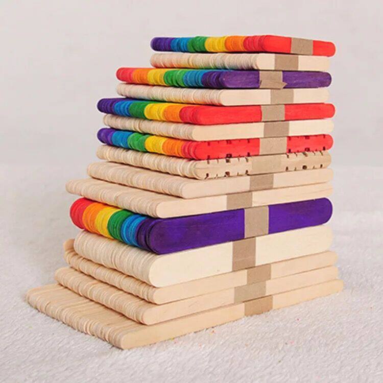 Popsicle stick DIY handmade material ice cream stick popsicle stick wood chip color ice cream stick photo frame making model material