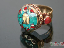 Nepalese handicrafts Tibetan turquoise ring Tibetan national characteristics ring personality girl gift