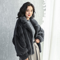 GA fur 2021 Winter new mink coat womens whole Marten fashion suit lapel short mink fur