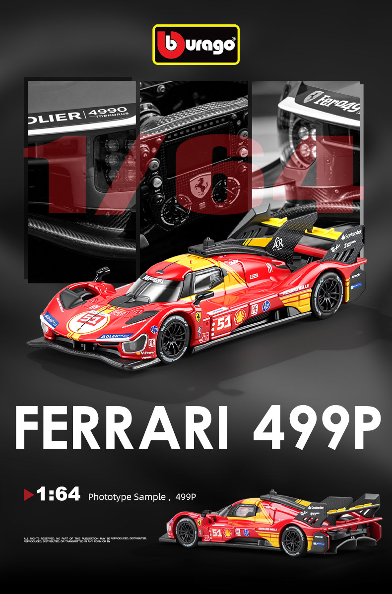 Bburago 1:64 Ferrari 499P LeMans #51 Diecast Model | eBay