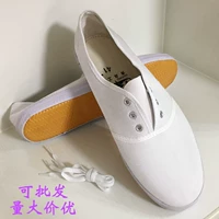 Giày vải trắng Giày nam với một đôi giày trắng Giày cao su Tai Chi nam đế cao su xưởng sản xuất thực phẩm xưởng làm việc giày tập gym nam