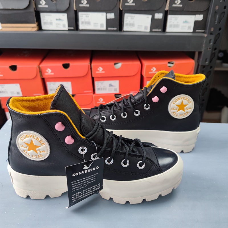 Converse Thick-Soled Leather High-Top Fleece-Lined Waterproof Warm Non-Slip High-Top Sneakers 569555C 568763