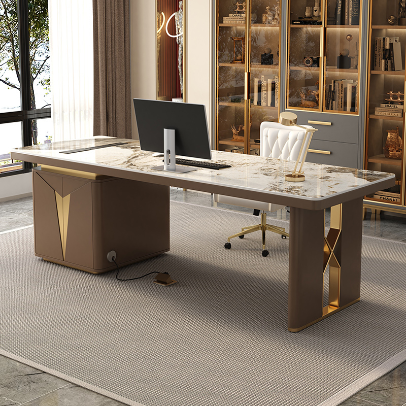 2026 New Model Light Luxury Slate Desk Home Study Writing Desk High-End Office Computer Desk Executive Desk