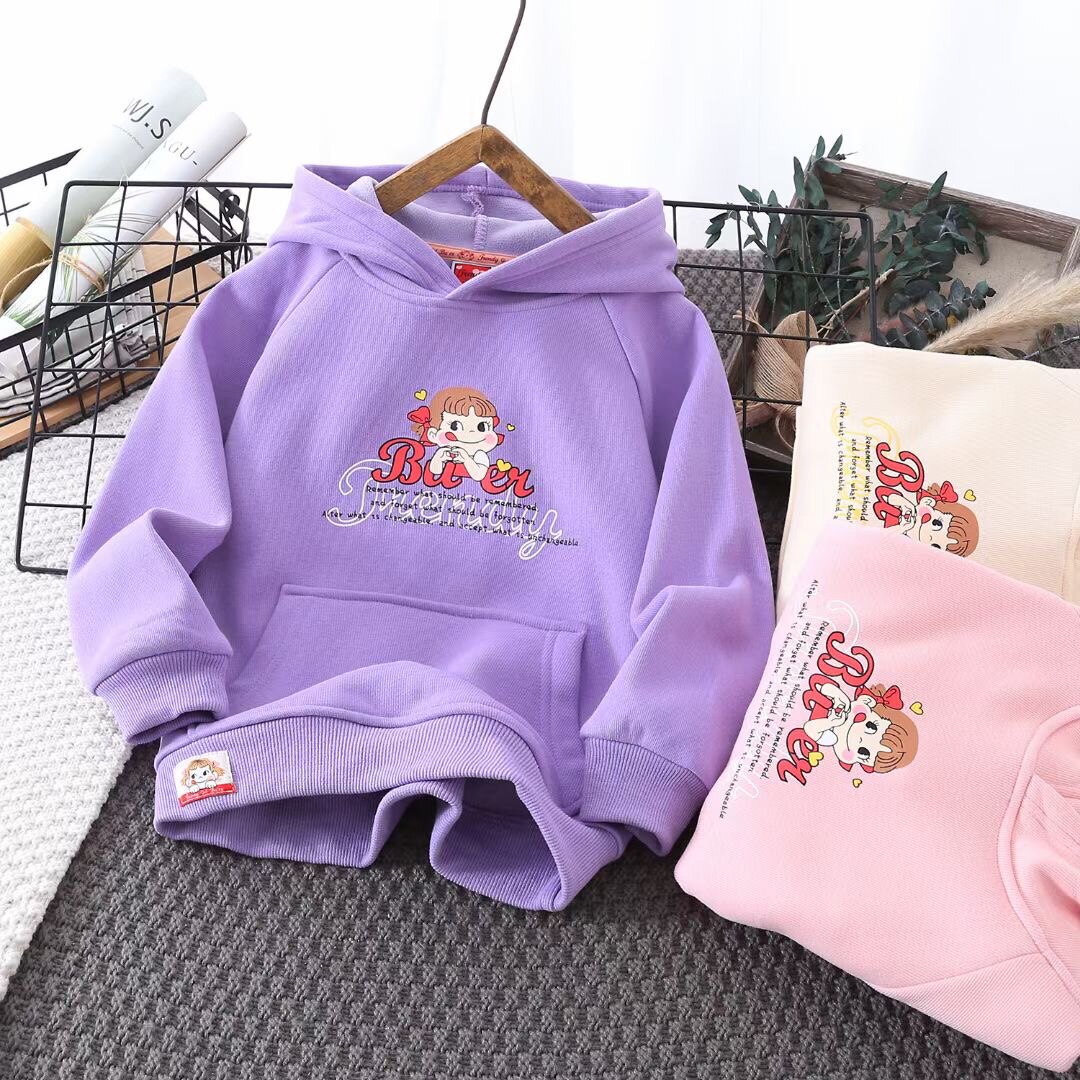 Buerjia series children's hooded plus fleece sweater thickened 440g composite ao grain fleece fabric girls 11-16​
